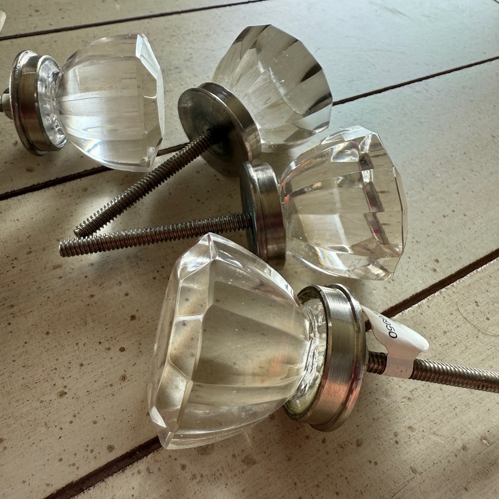 Anthropologie Clear Glass Drawer Knobs x4
